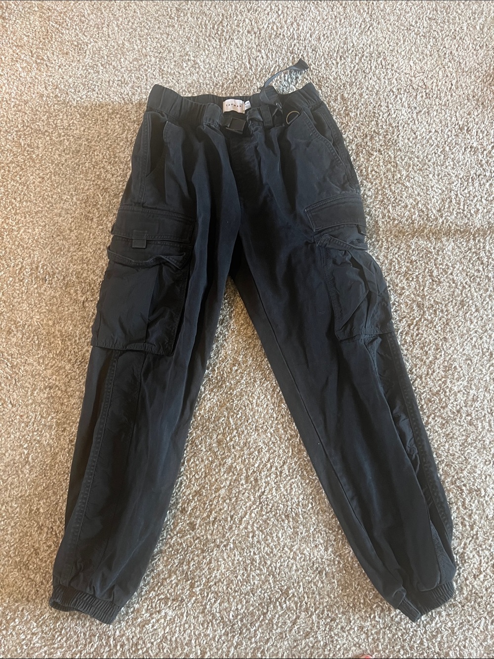 Topman Black Cargo Joggers with Utility Pockets